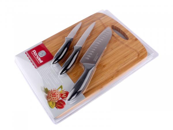 Набор ножей "Rondell" 4 предмета (3 ножа + доска)
