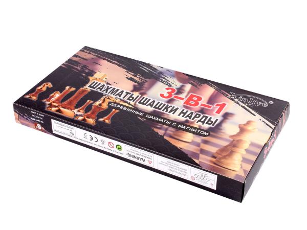 Шахматы + шашки + нарды 40*20 см