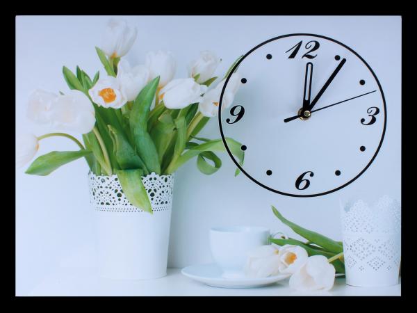 Часы "Белые тюльпаны" 30*40 см