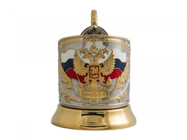 Набор для чая "Герб России" в золоте 3 предмета