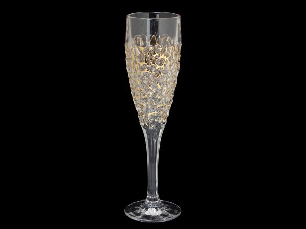 Набор бокалов для шампанского "NICOLETTE" золотой мрамор 180 мл 6шт