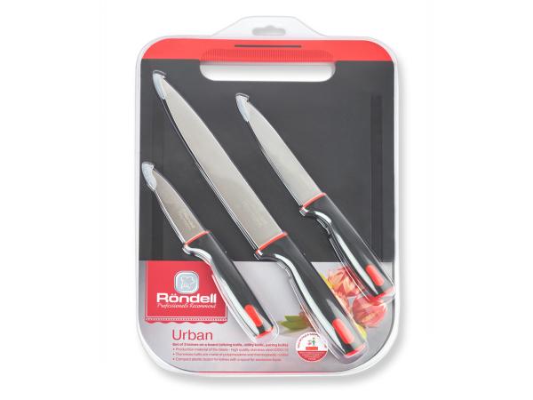 Набор ножей 4 предмета (3 ножа + разделочная доска)