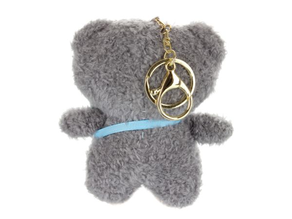 Брелок меховой "Bear with bag" grey