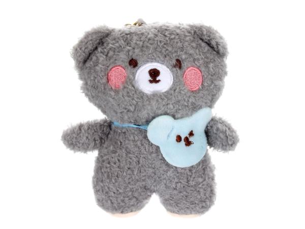 Брелок меховой "Bear with bag" grey