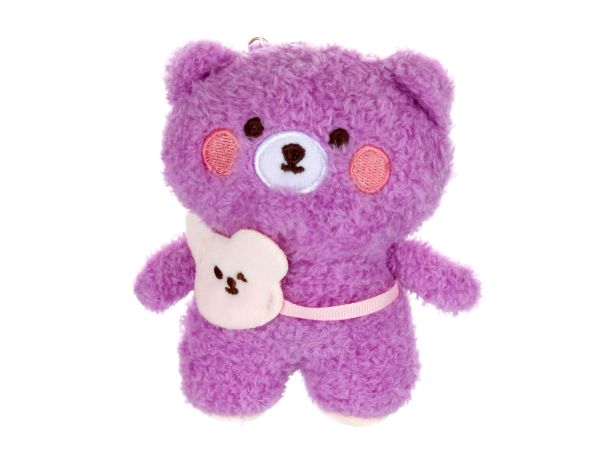 Брелок меховой "Bear with bag" purple