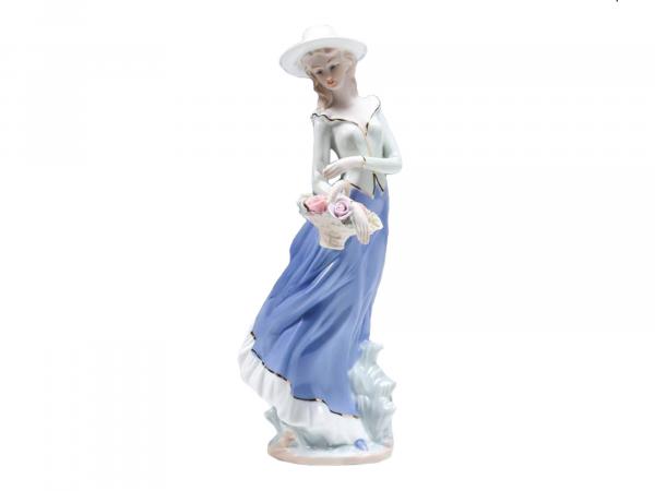 Скульптура "Девушка с корзиной роз" 30 см