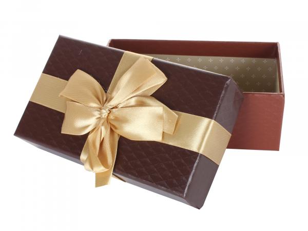 Подарочная коробка "Бант коричневый" 15,5х9х6 см