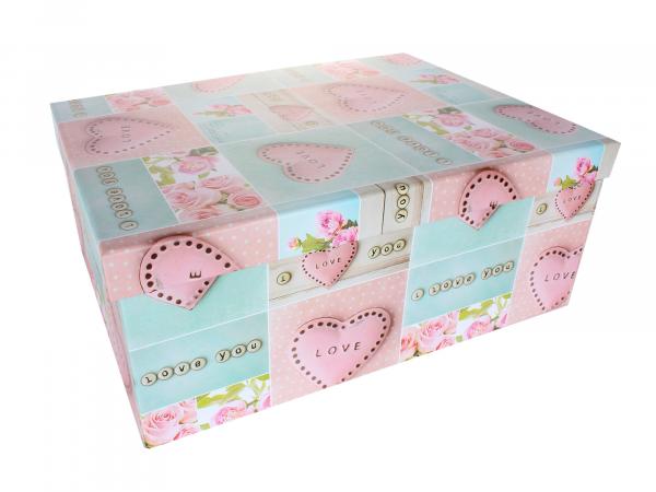 Коробка упаковочная "Сердца с цветами" 42,5х33х17,6 см