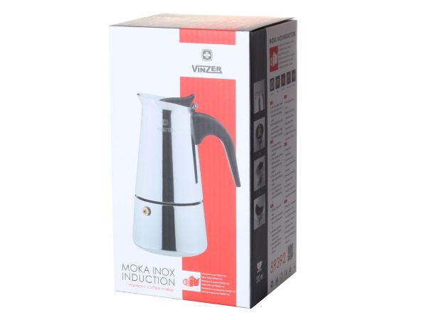 Гейзерная кофеварка  "Moka Inox Induction" индукция на 6 чашек.