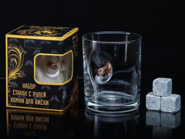 Набор стакан и камни для виски "Виски" с пулей
