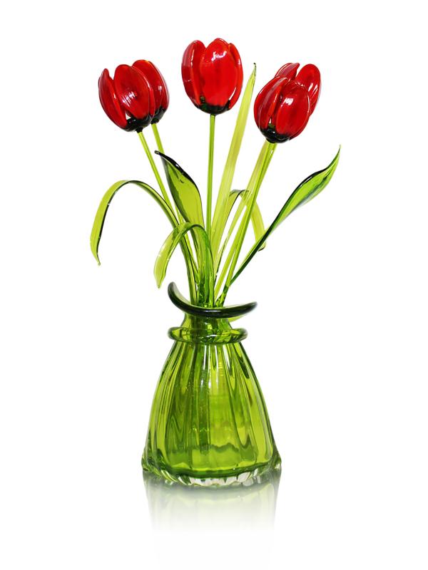 Тюльпаны в вазе 3 цветка 24 см