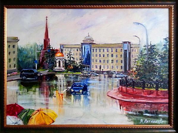 Картина "Июльский дождь" 50х70 холст, масло