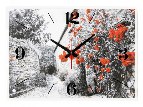 Часы настенные "Красные цветы" 40х56 см