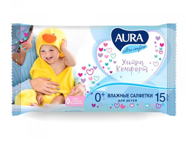 Салфетки влажные "AURA Ultra Comfort" 15 шт детские