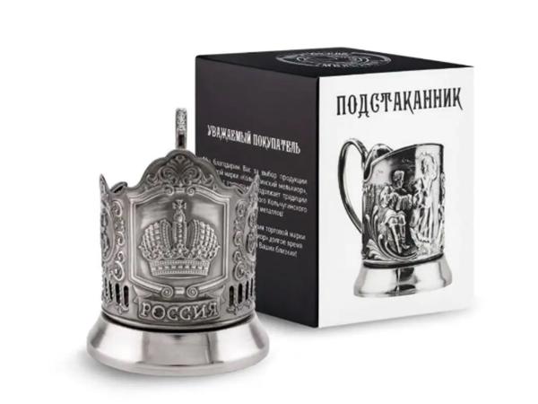 Подстаканник "Наследие" никелированный с чернением