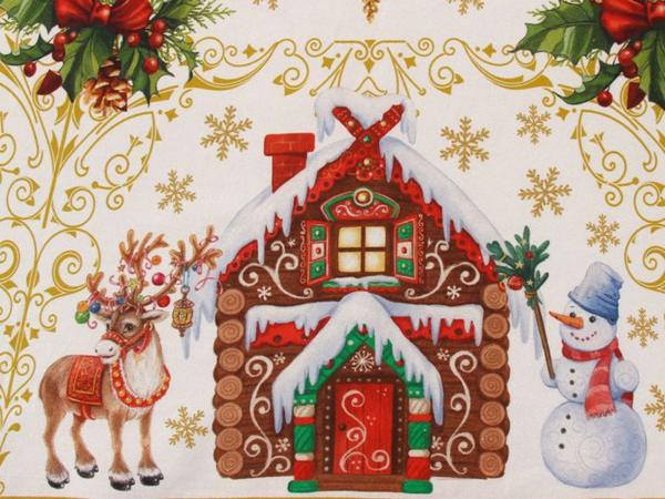 Скатерть "Новогодние игрушки" d 220 см