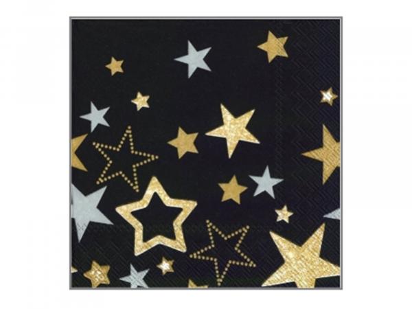 Салфетки 3-х слойные 20 шт "Новогодние звезды на черном" 33х33 см