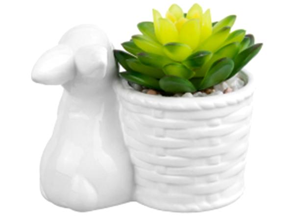 Кашпо-фигурка "Кролик с цветком" 11х7,5х10 см