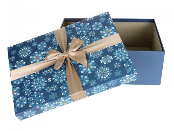 Подарочная коробка "Узоры на синем" 25х19х8 см