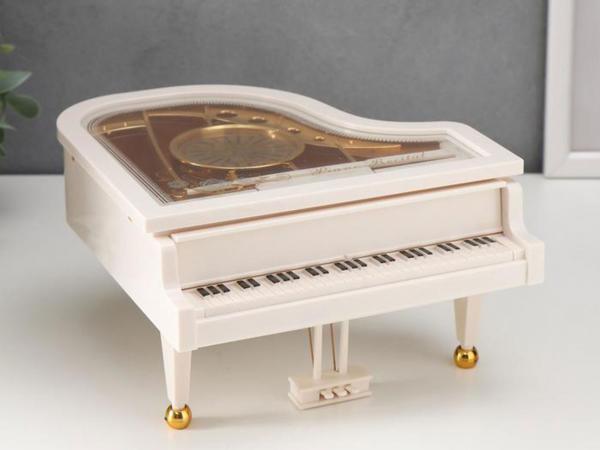 Шкатулка музыкальная "Белый рояль" 18,5 см