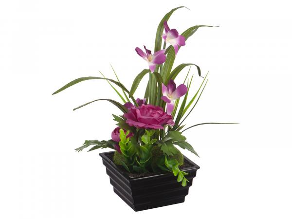 Цветочная композиция "Орхидеи и лютики" 23 см
