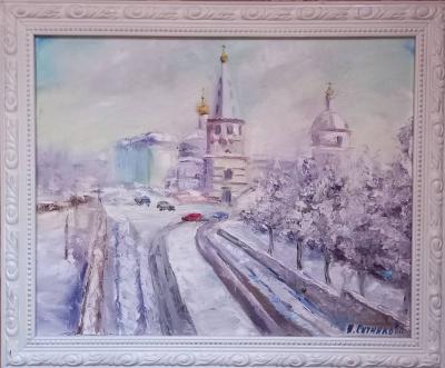 Картина "Собор Богоявления Иркутск" 40х50 холст, масло