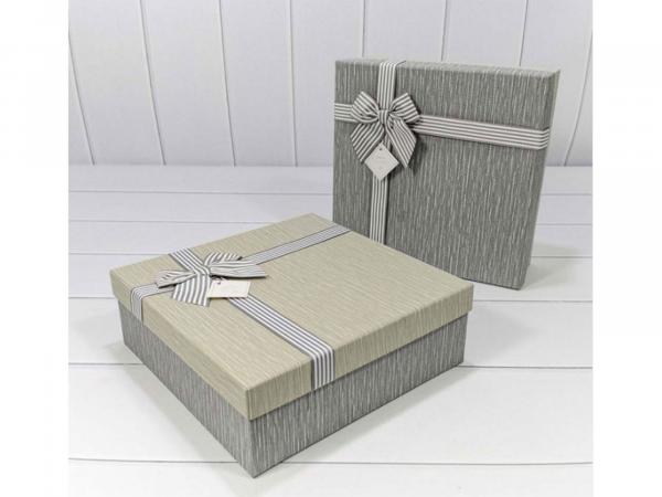 Подарочная коробка "Серый бант" 28х28х9,5 см
