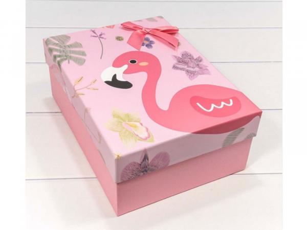 Подарочная коробка "Фламинго на розовом" 22,5х16х9,5 см