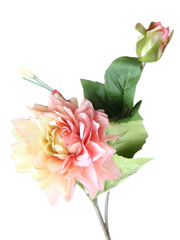 Цветок искусственный "Розовая Георгина" h 61 см