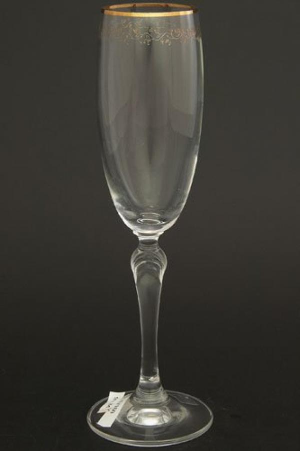 Набор бокалов для шампанского "Люция" золотая ветка 160 мл 6 шт