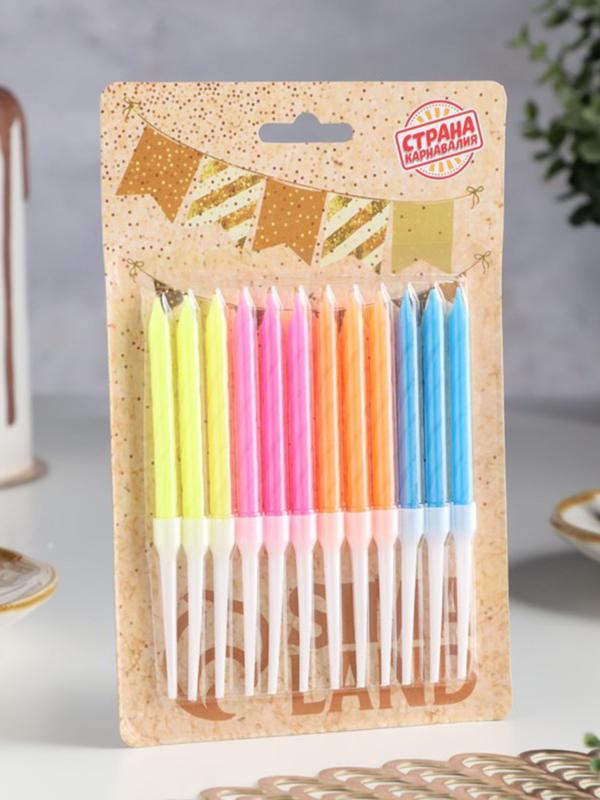 Свечи в торт "Неон" 12 шт.