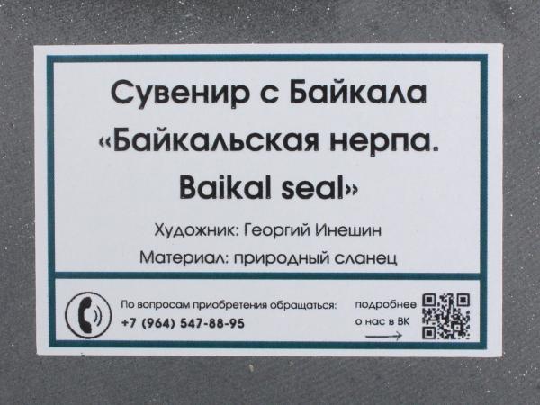 Картина на камне (сланец) "Байкальская нерпа" 10х17 см
