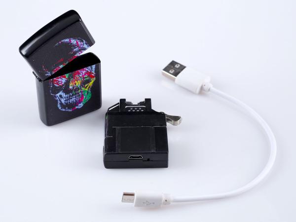 Зажигалка электронная USB "Череп" дуговая