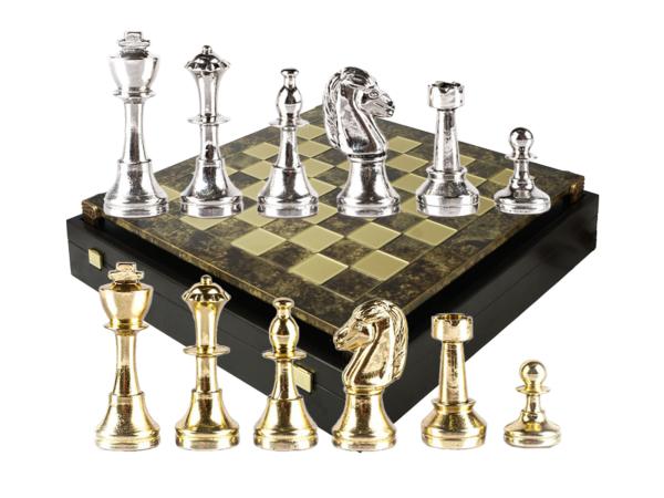 Шахматы "Стаунтон" 36х36 см коричневая доска