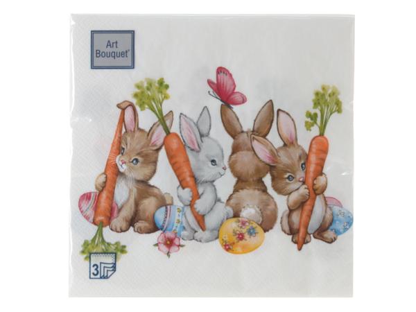 Салфетки 3-х слойные "Весёлые крольчата" 33х33 см 20 шт