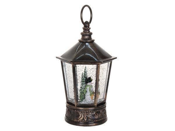 Фонарь светодиодный 22,5 см "Снеговик с мешком"