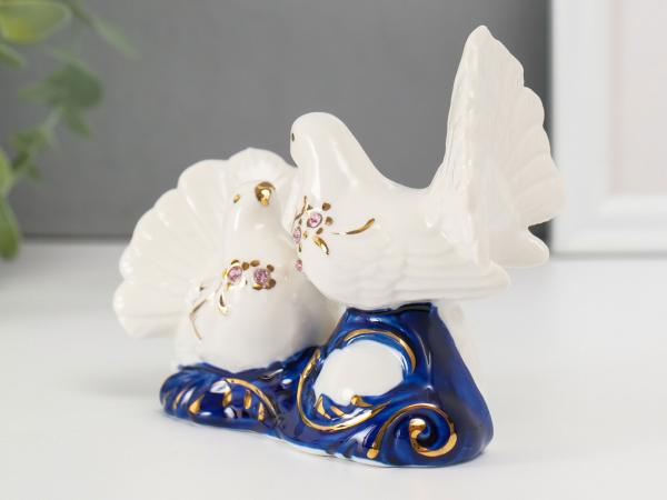 Фигурка Два голубка, кобальт, h 6 см