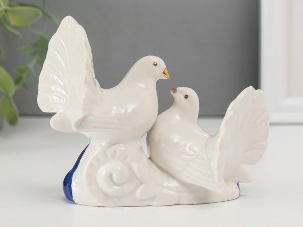 Фигурка Два голубка, кобальт, h 6 см