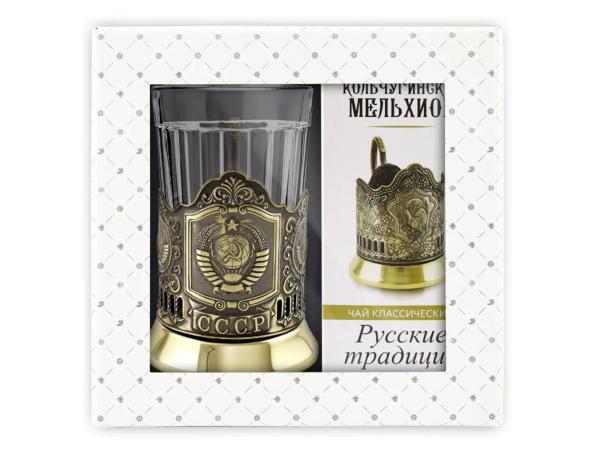 Набор д/чая  "Герб СССР" латунь + чай