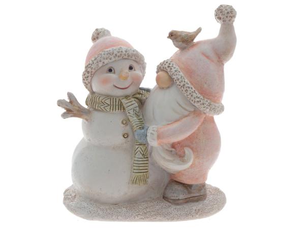 Фигурка "Гном и снеговик" h12 см
