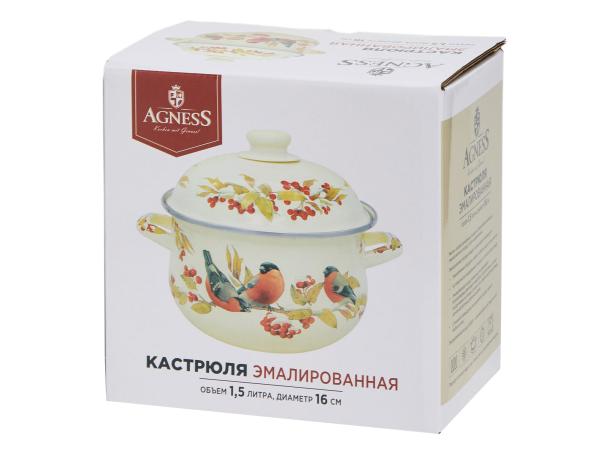 Кастрюля "Снегири" 1,5 л эмаль