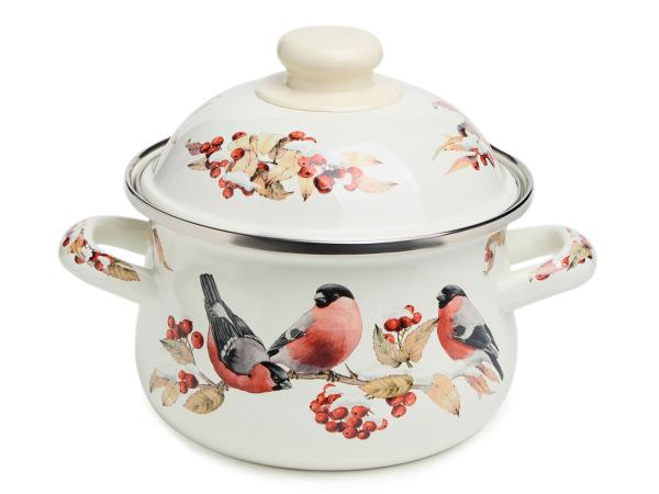 Кастрюля "Снегири" 1,5 л эмаль