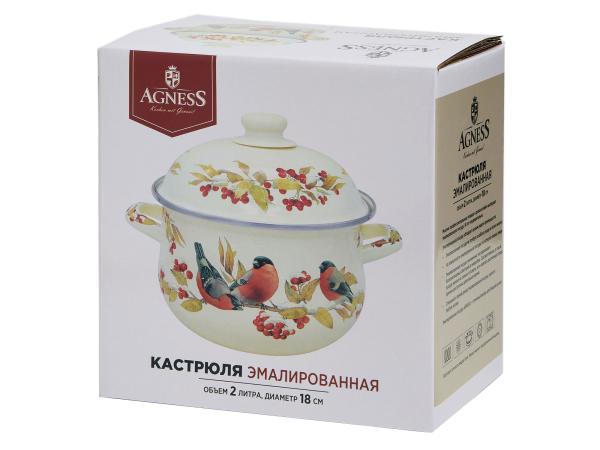 Кастрюля "Снегири" 2,0 л эмаль