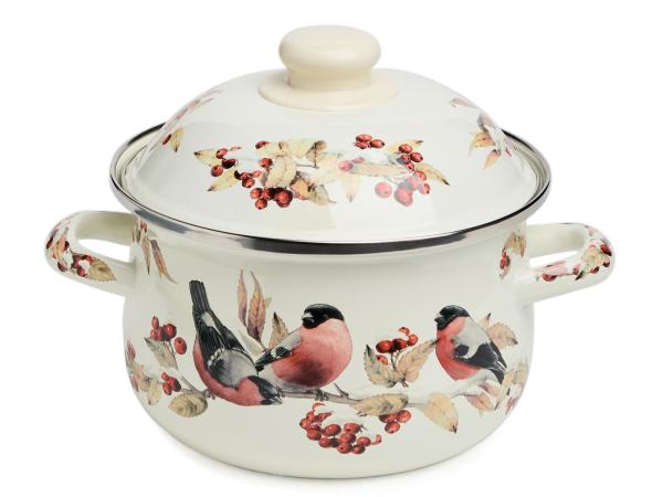 Кастрюля "Снегири" 2,0 л эмаль