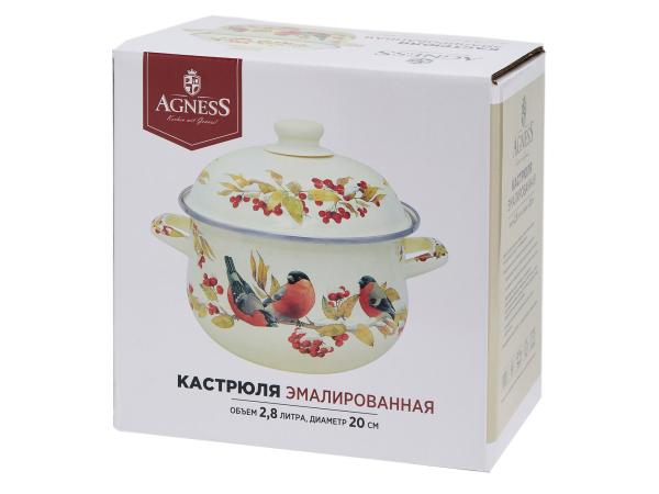 Кастрюля "Снегири" 2,8 л эмаль