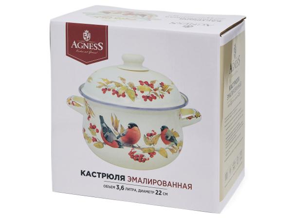Кастрюля "Снегири" 3,6 л эмаль
