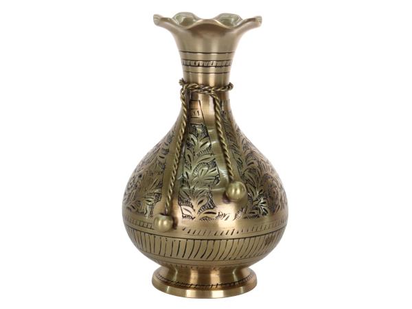 Ваза с бантиком латунь резная с чернением h 15 см