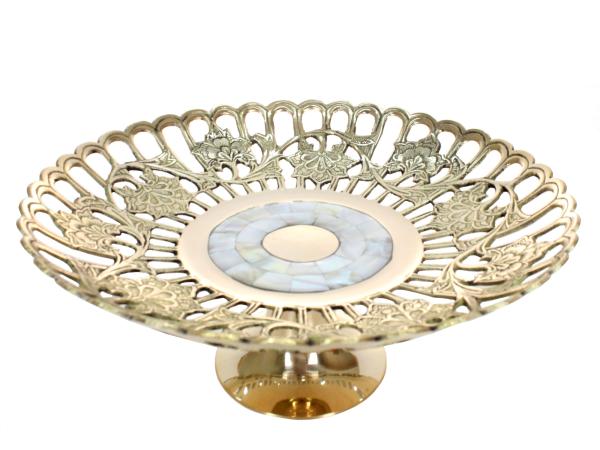 Конфетница на ножке перламутровая POLISH h 23 см