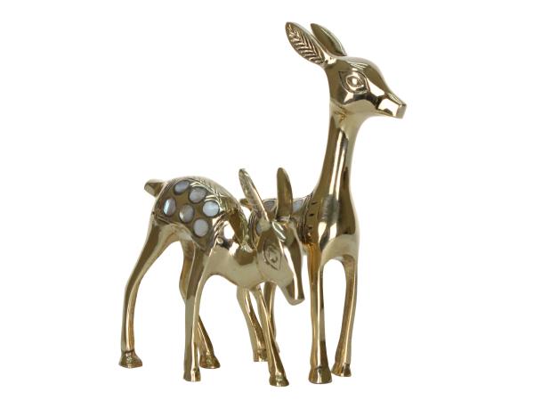 Фигурки оленята 2 шт, с перламутром, h 17 см и h 13 см