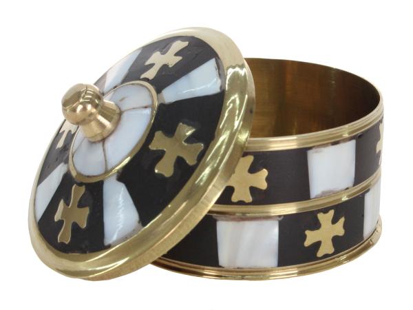 Шкатулка "Крест" 2 яруса, латунь, перламутр, эмаль, 7,5 см